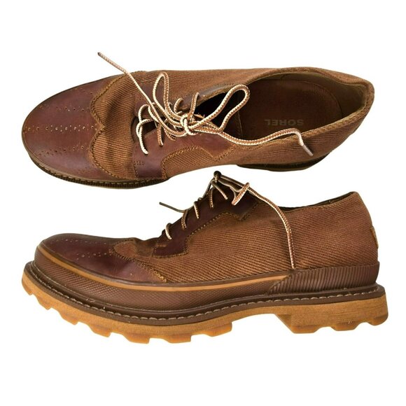 Sorel Mens Brown Leather Canvas Oxford Shoes Madison Lace Wingtip Size 10 JJ4010 main image 6